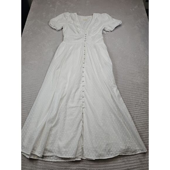 Anthropologie Dress Womens Size 8 The Katerina Button-Front White Cottagecore - Picture 3 of 10